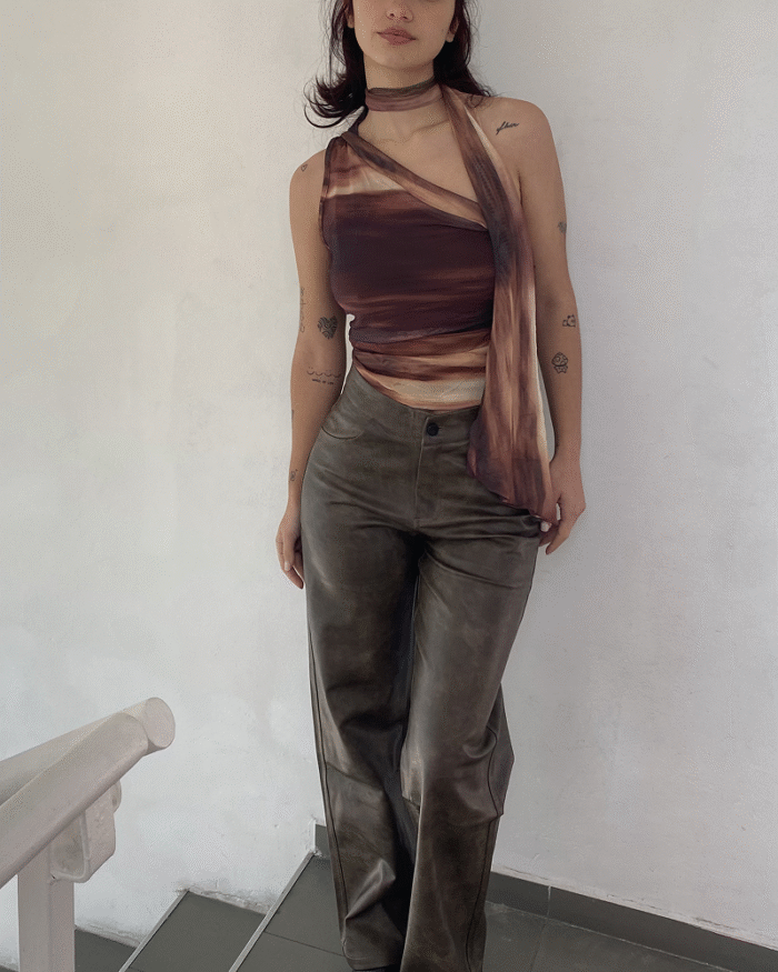 Pant Eco Cuero Negro y Marron - Imagen 3