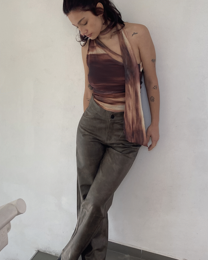Pant Eco Cuero Negro y Marron - Imagen 4