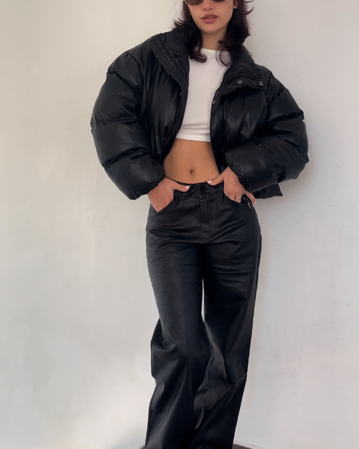 Pant Eco Cuero Negro y Marron - Imagen 1